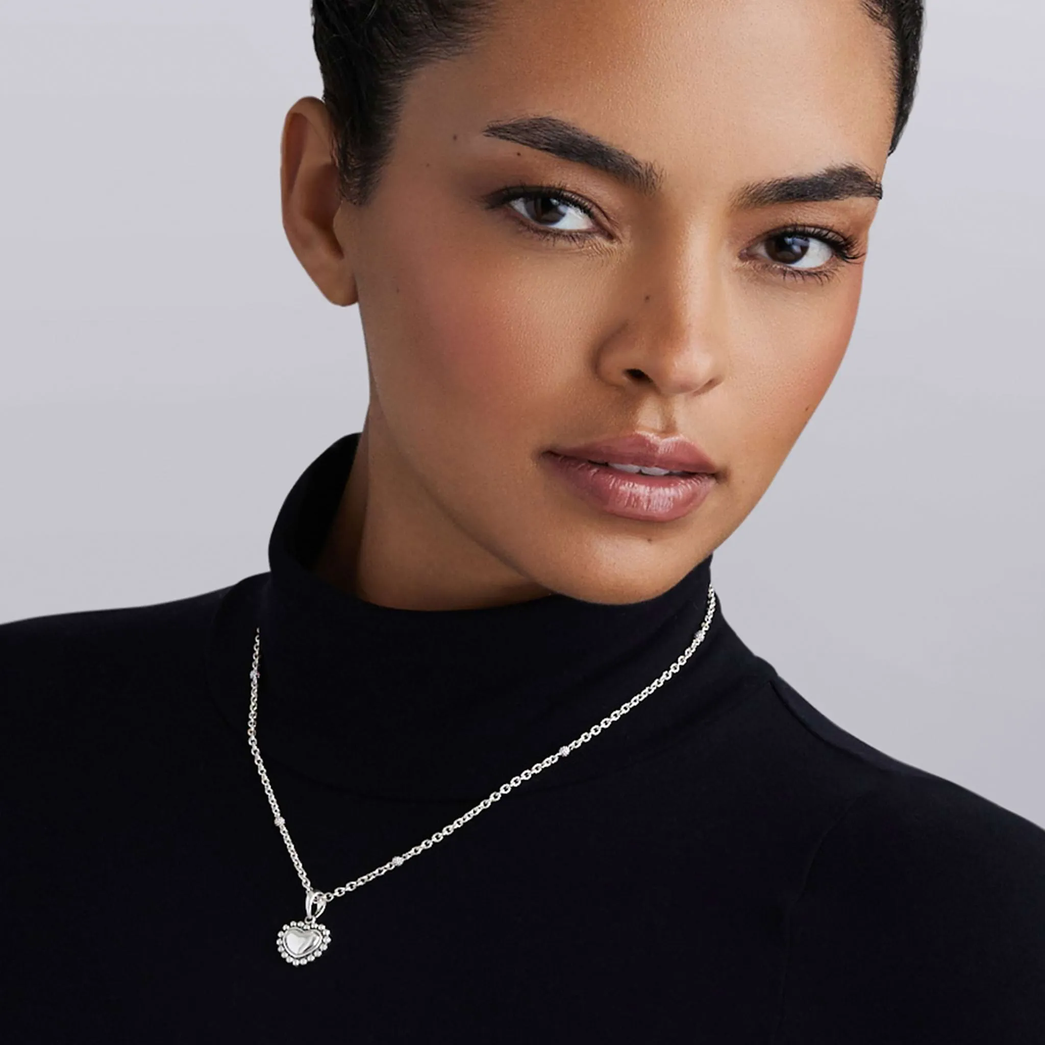 Signature Caviar Sterling Silver Heart Pendant Necklace sold by LAGOS product image thumbnail 2