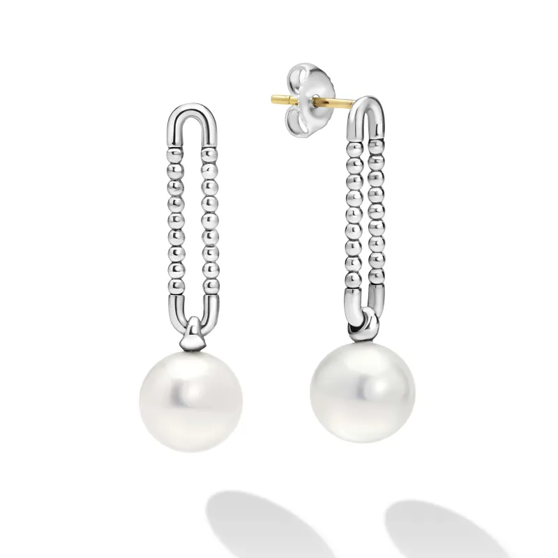Luna Sterling Silver Pearl Drop Earrings sold by LAGOS
