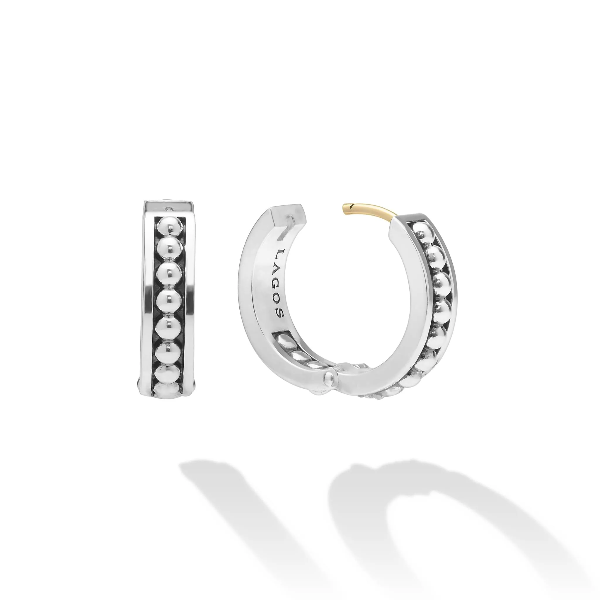 Signature Caviar Petite Sterling Silver Caviar Huggie Earrings sold by LAGOS product image thumbnail 3