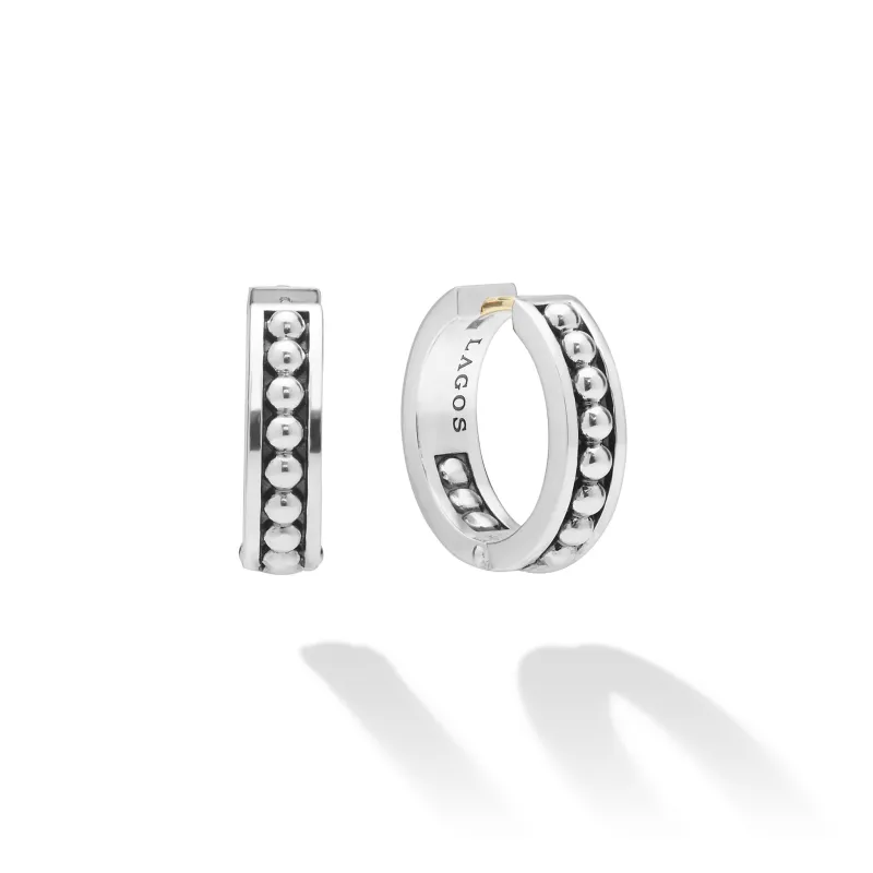 Signature Caviar Petite Sterling Silver Caviar Huggie Earrings sold by LAGOS