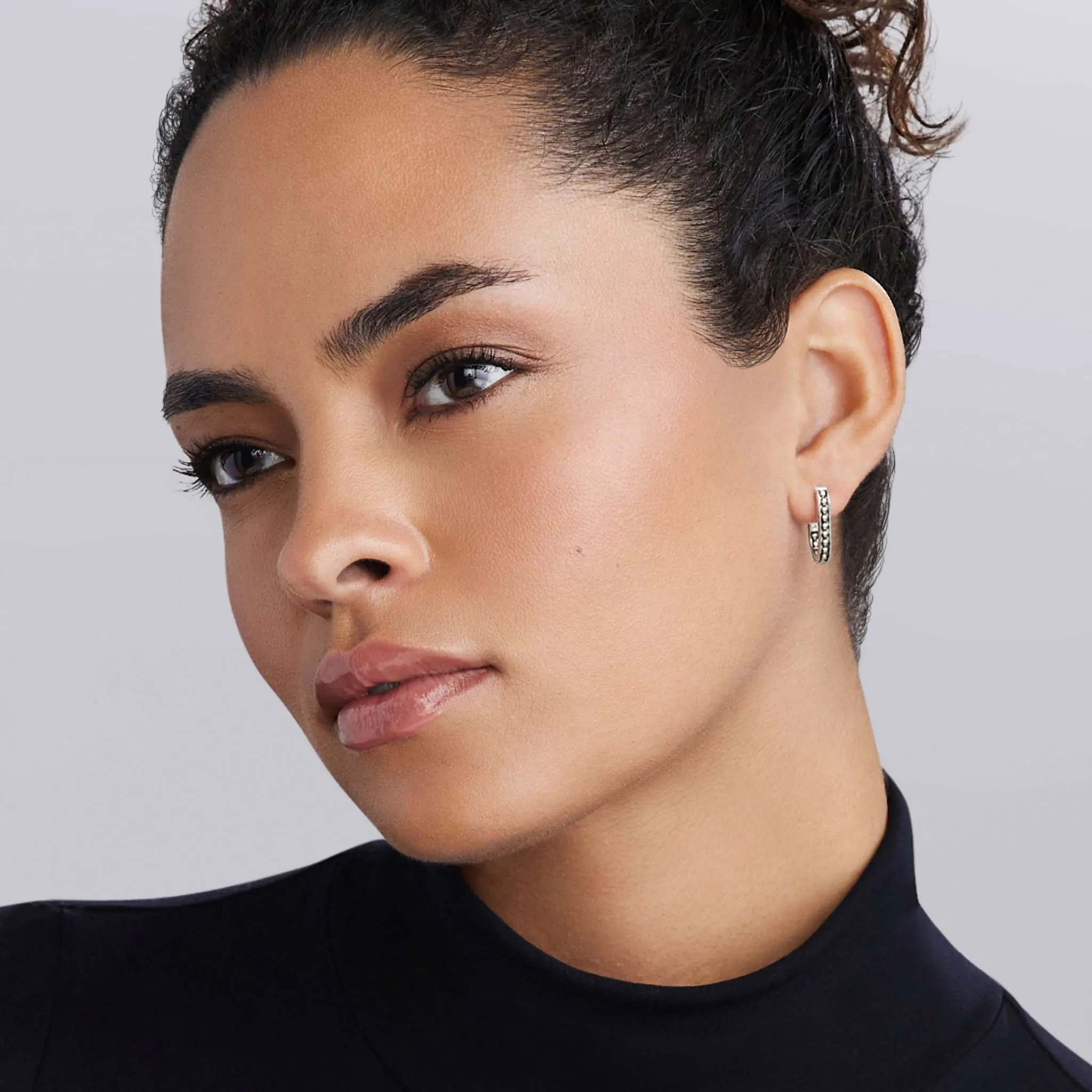 Signature Caviar Sterling Silver Caviar Beaded Huggie Earring sold by LAGOS product image thumbnail 2