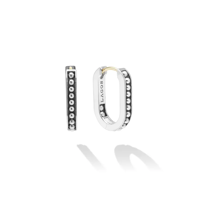 Signature Caviar Sterling Silver Caviar Beaded Huggie Earring sold by LAGOS