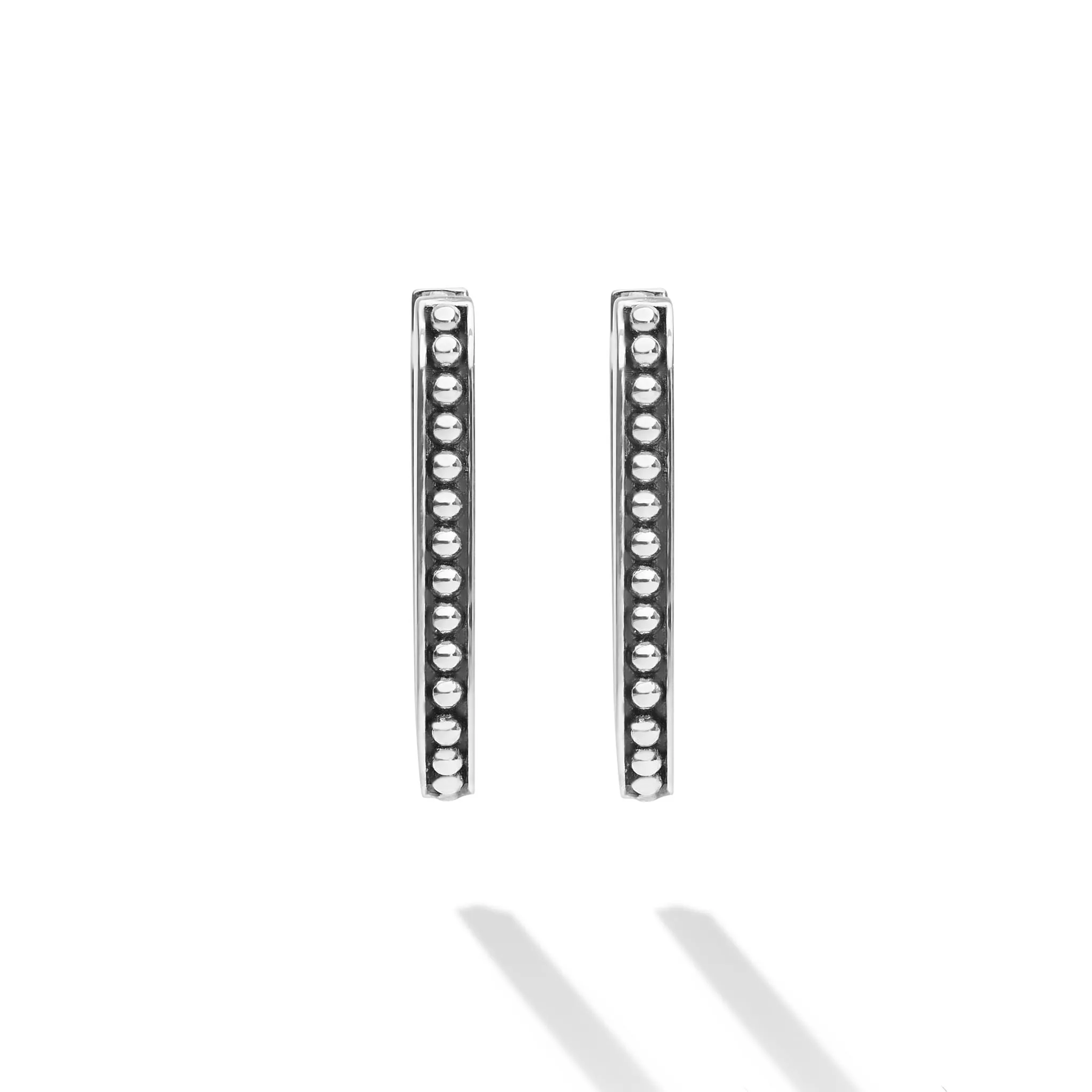 Signature Caviar Sterling Silver Beaded Linear Hoop Earrings sold by LAGOS product image thumbnail 4