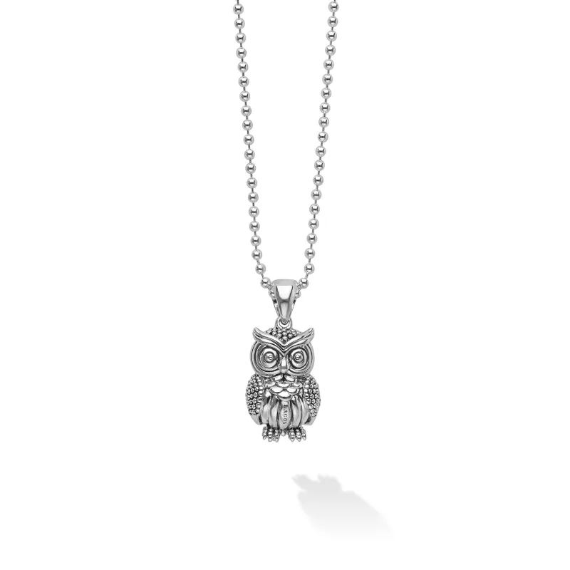 Rare Wonders Silver Owl Pendant Necklace sold by LAGOS
