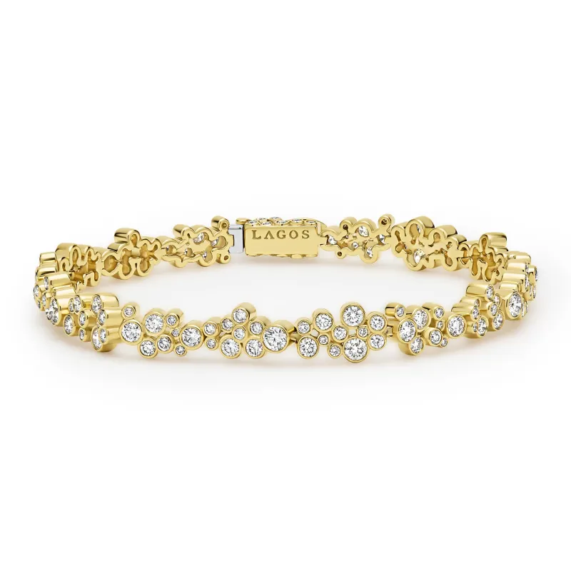 Fizz 18K Gold Cluster Diamond Tennis Bracelet sold by LAGOS