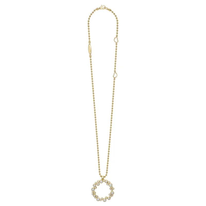 Fizz 18K Gold Diamond Large Circle Pendant Necklace sold by LAGOS