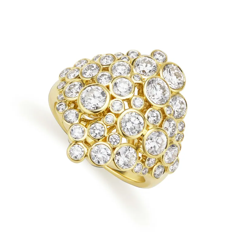 Fizz 18K Gold Cluster Diamond Statement Ring sold by LAGOS