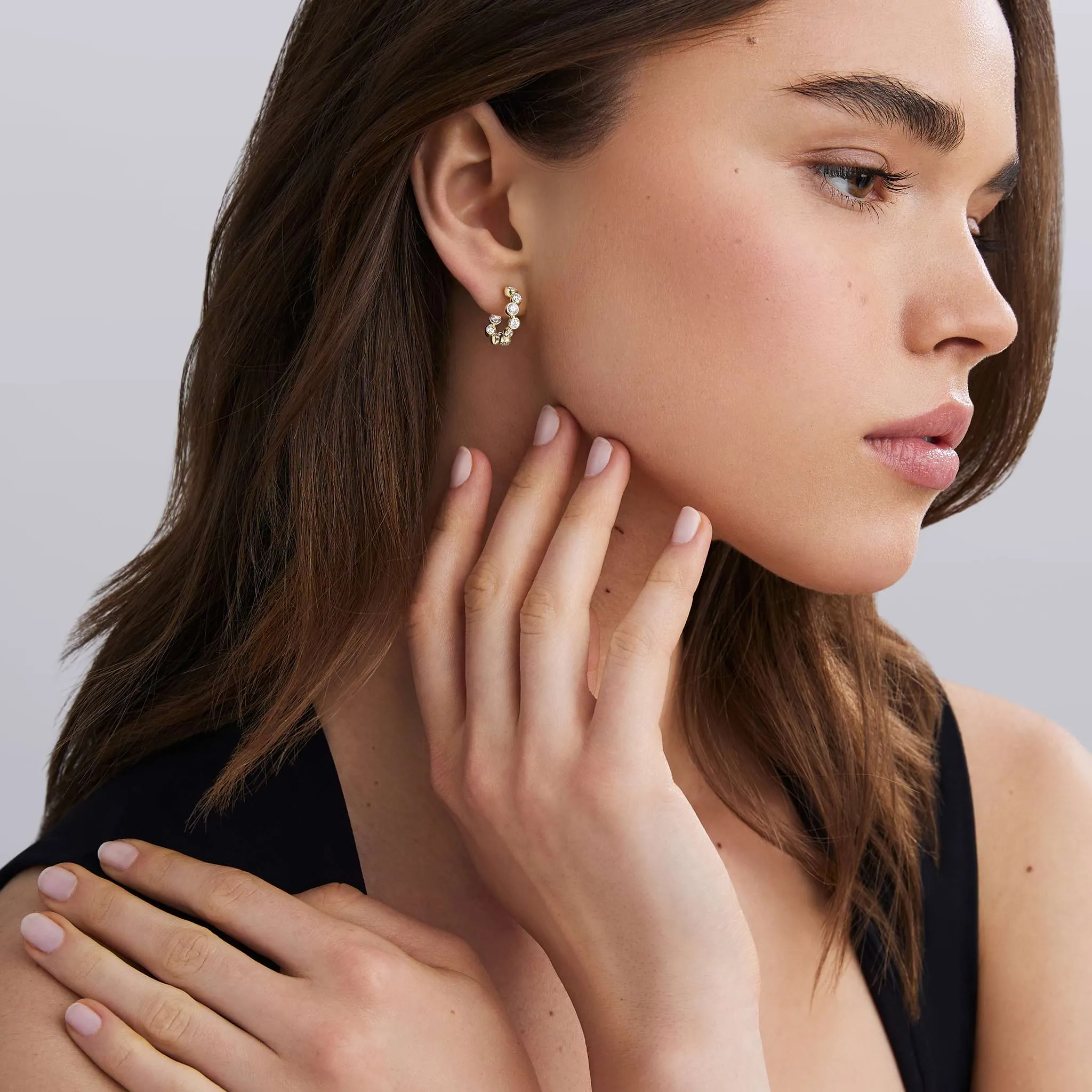 Fizz 18K Gold Diamond Huggie Earrings sold by LAGOS product image thumbnail 2