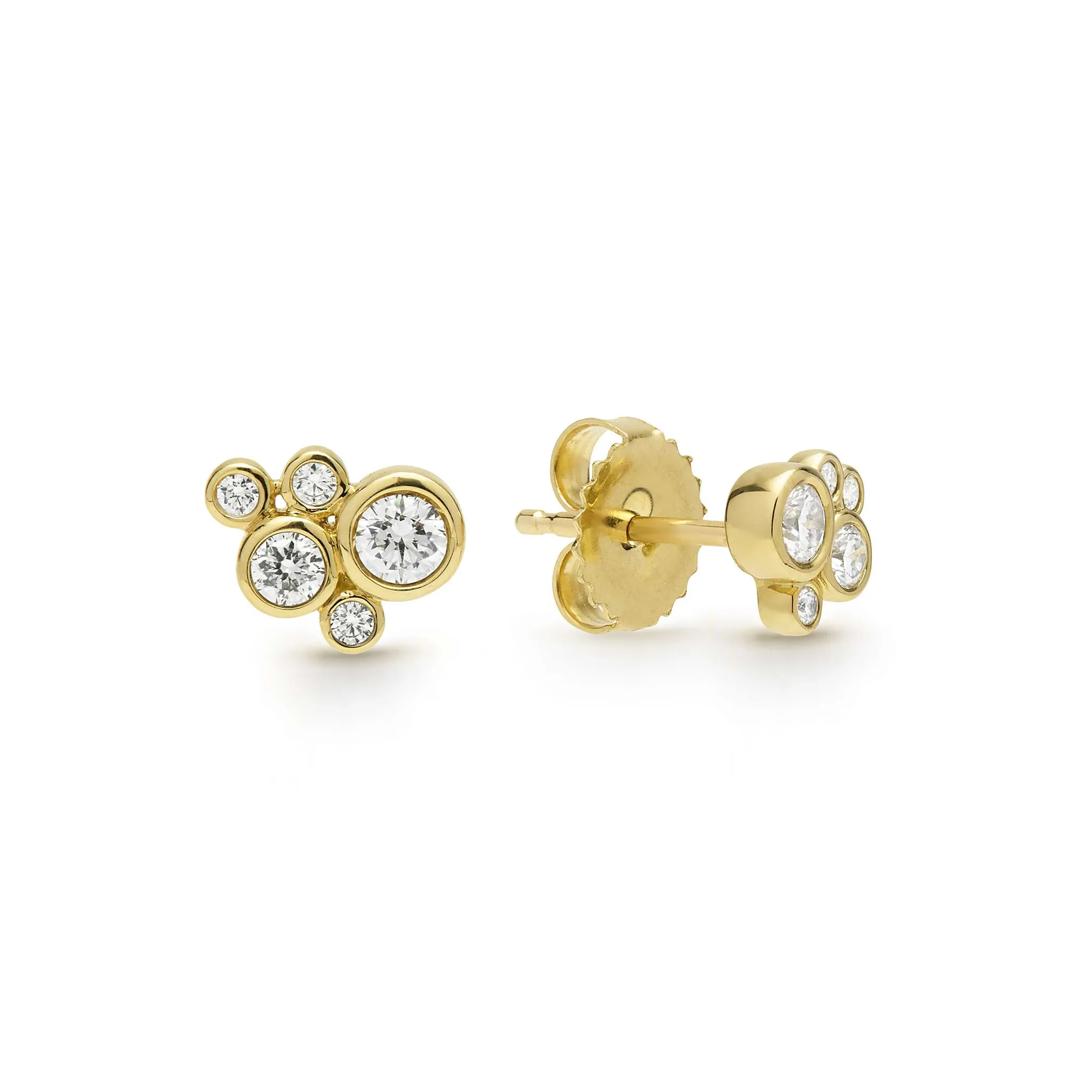 Fizz 18K Gold Five Diamond Cluster Stud Earrings sold by LAGOS