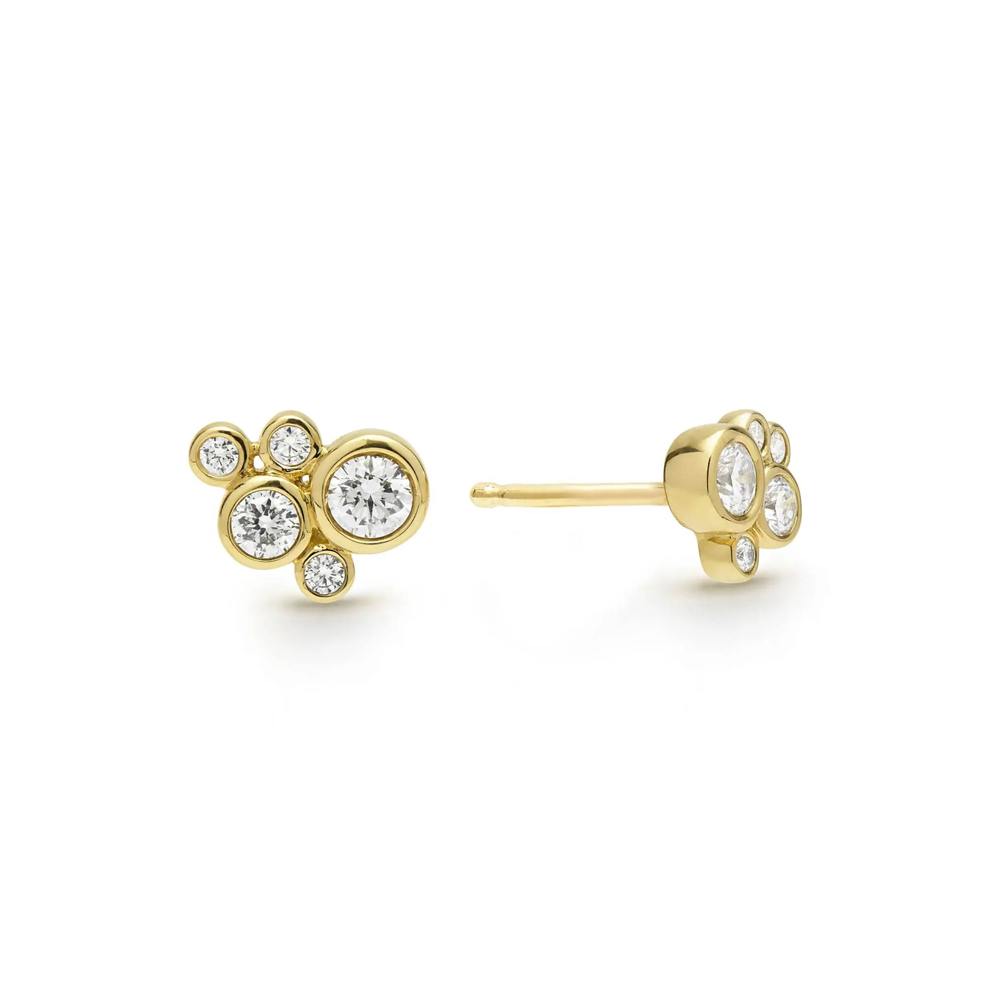 Fizz 18K Gold Five Diamond Cluster Stud Earrings sold by LAGOS product image thumbnail 4