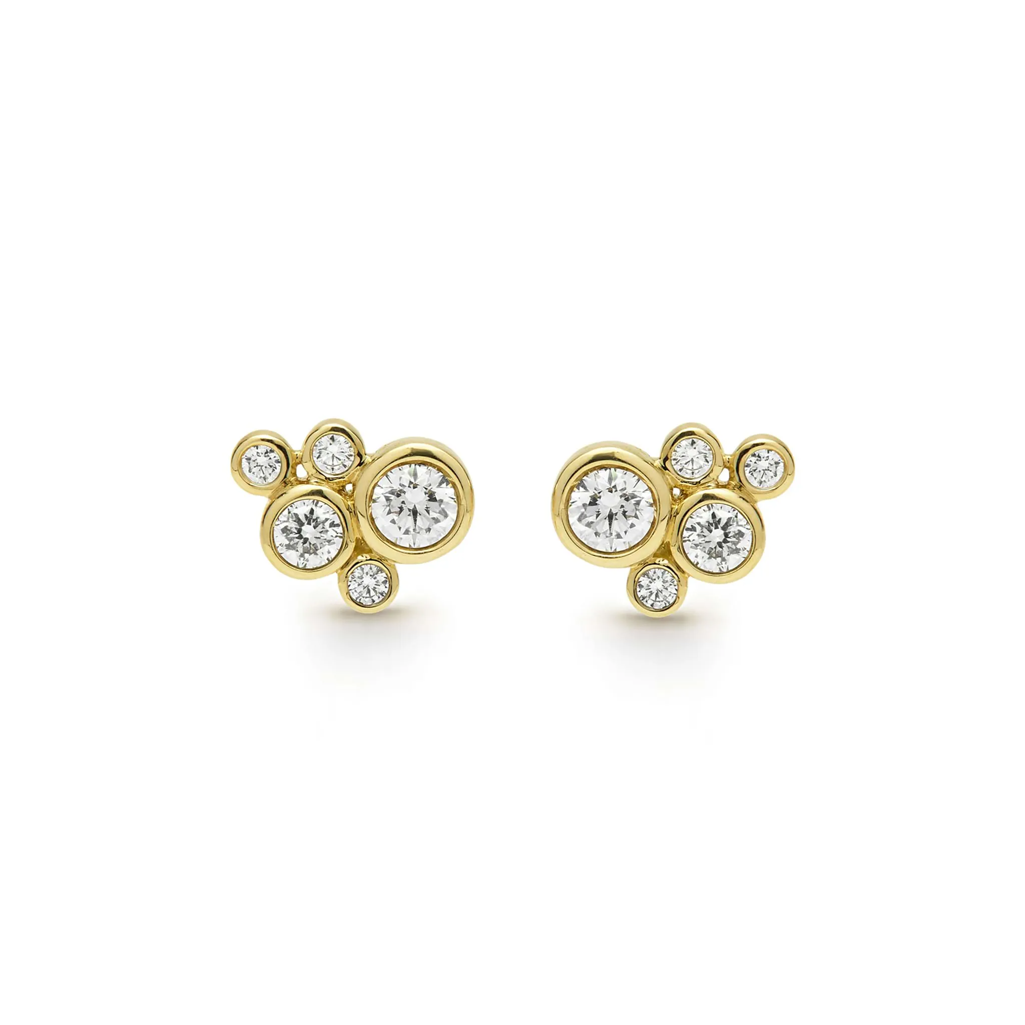 Fizz 18K Gold Five Diamond Cluster Stud Earrings sold by LAGOS product image thumbnail 3