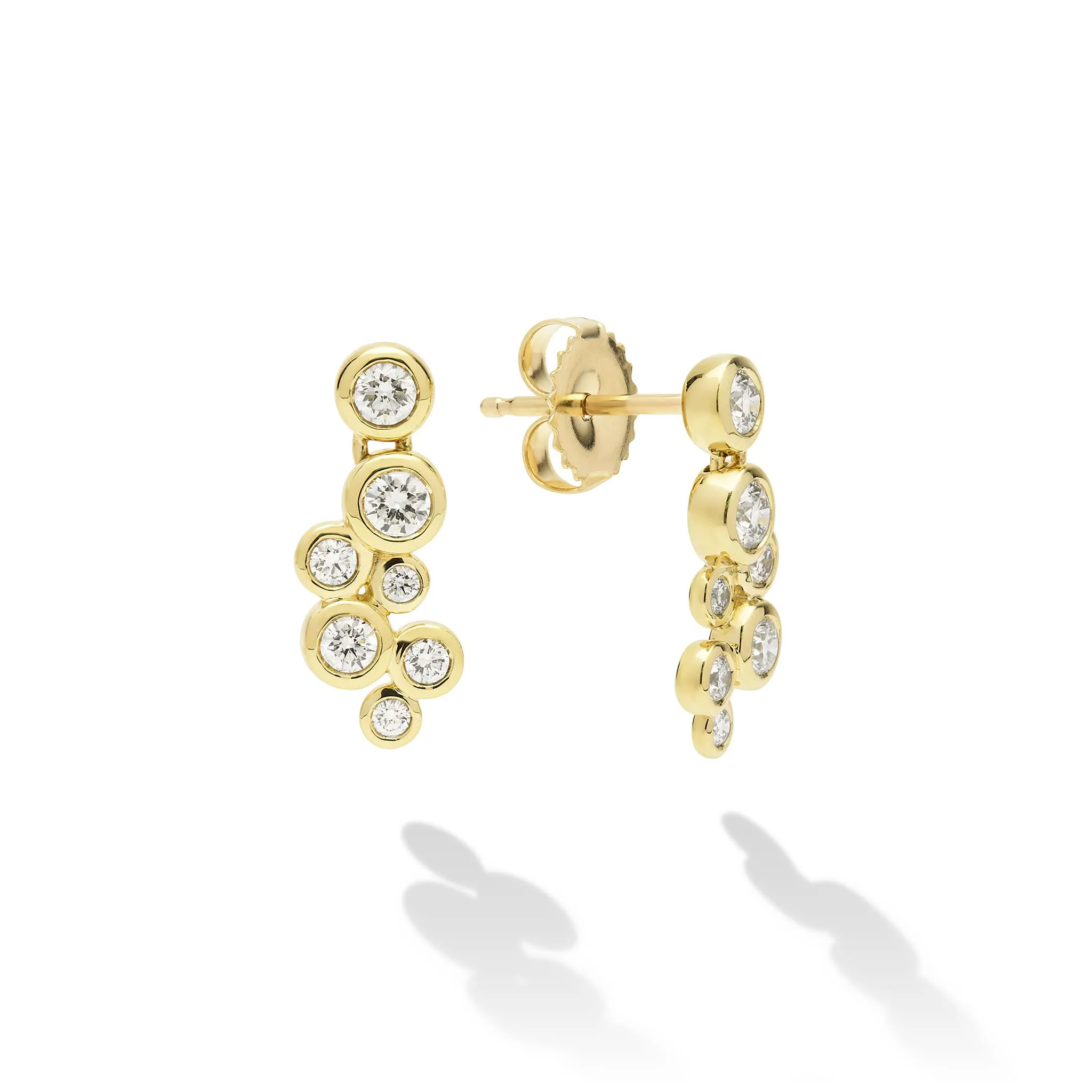 18K Gold Seven Diamond Linear Stud Earrings sold by LAGOS