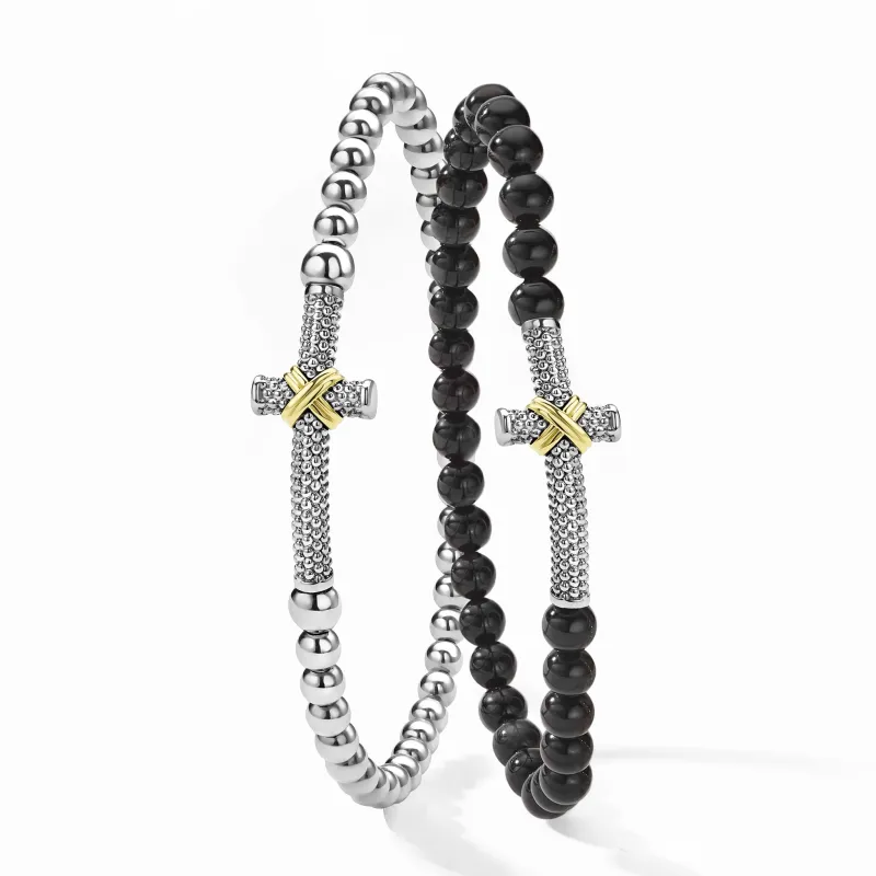 Signature Caviar Two-Tone His and Hers Cross Bracelet Gift Set sold by LAGOS