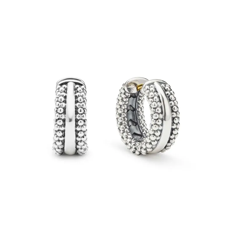 Signature Caviar Silver Caviar Beaded Huggie Earrings sold by LAGOS