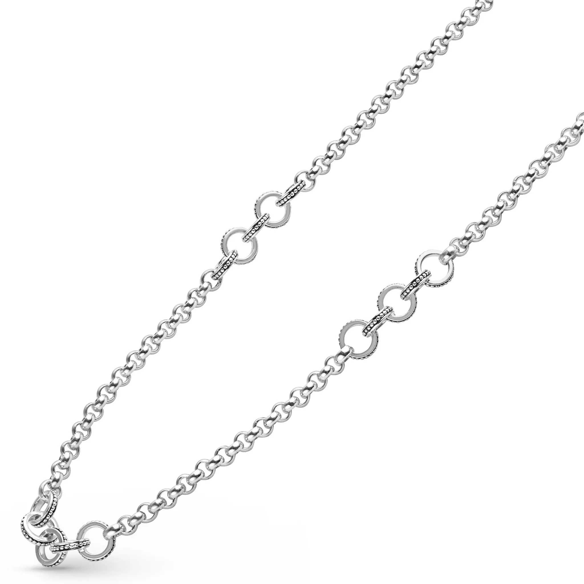 Signature Caviar Silver Ring Link Station Necklace sold by LAGOS product image thumbnail 5