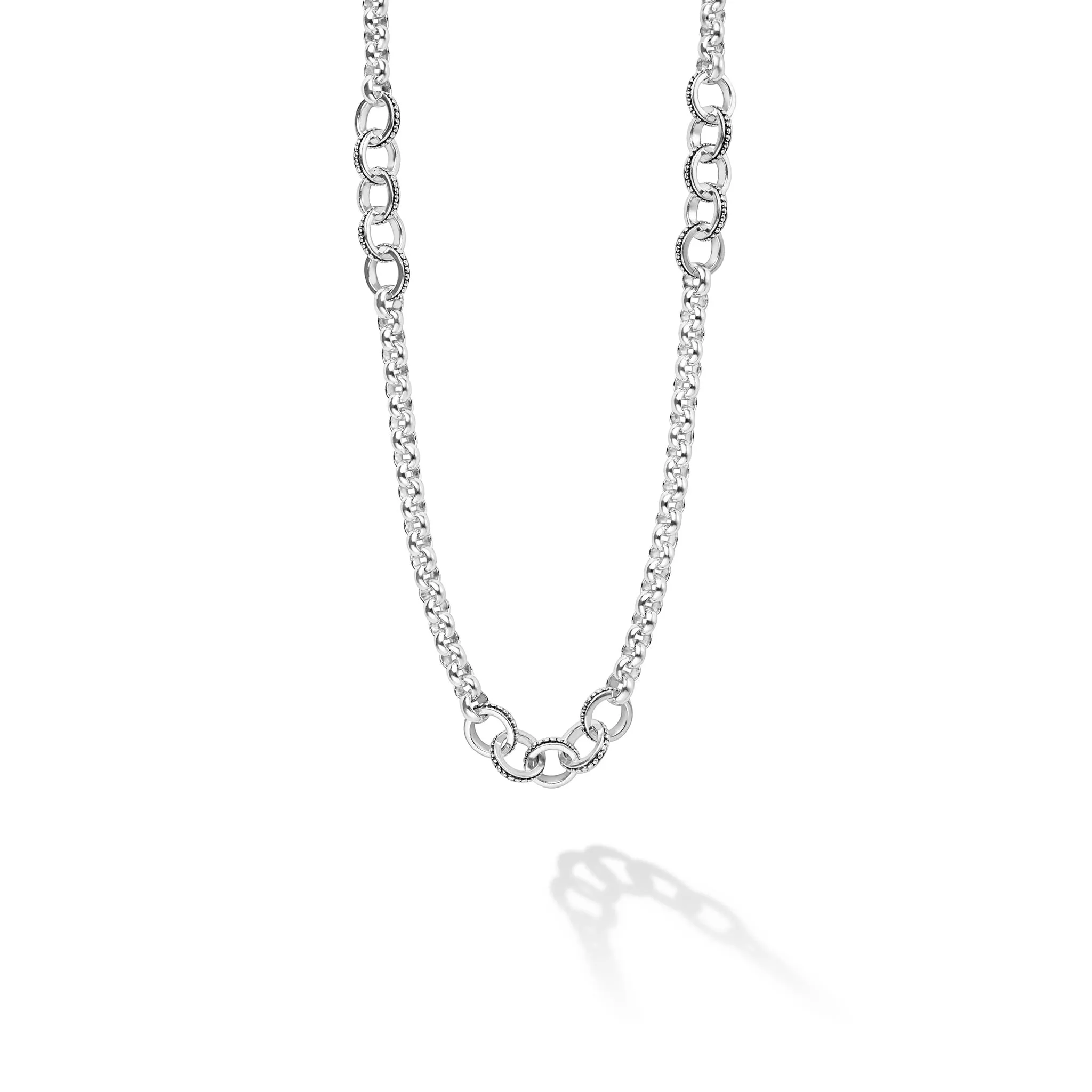 Signature Caviar Silver Ring Link Station Necklace sold by LAGOS