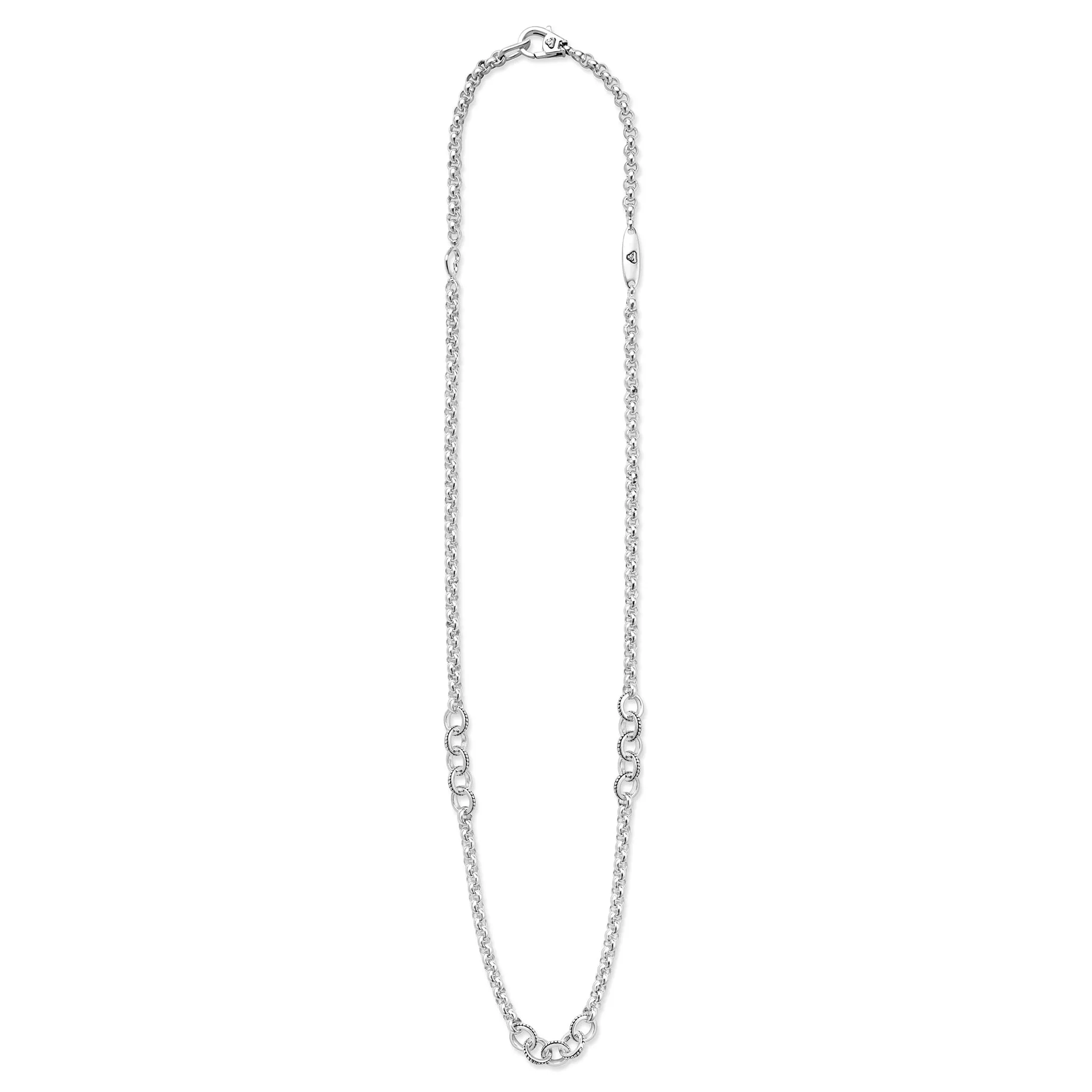 Signature Caviar Silver Ring Link Station Necklace sold by LAGOS product image thumbnail 4