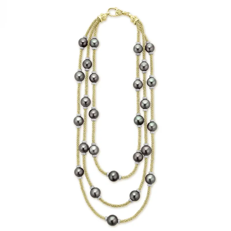Couture 18K Gold Triple Strand Tahitian Pearl Necklace sold by LAGOS