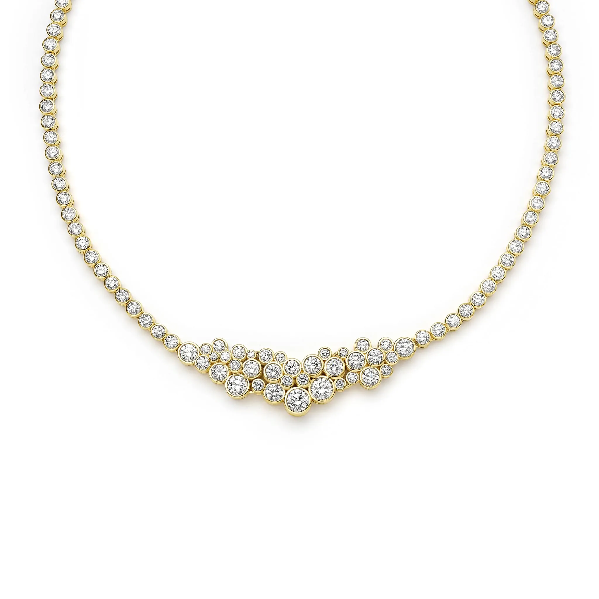 Fizz 18K Gold Clustered Station Diamond Statement Necklace sold by LAGOS