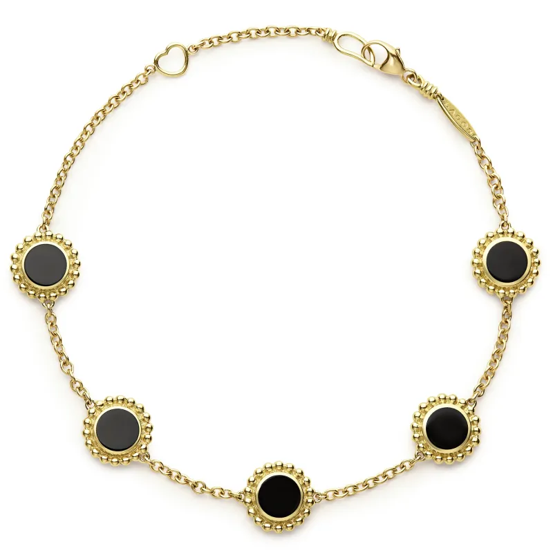 Covet Five Station Round Onyx Bracelet (Studio) sold by LAGOS