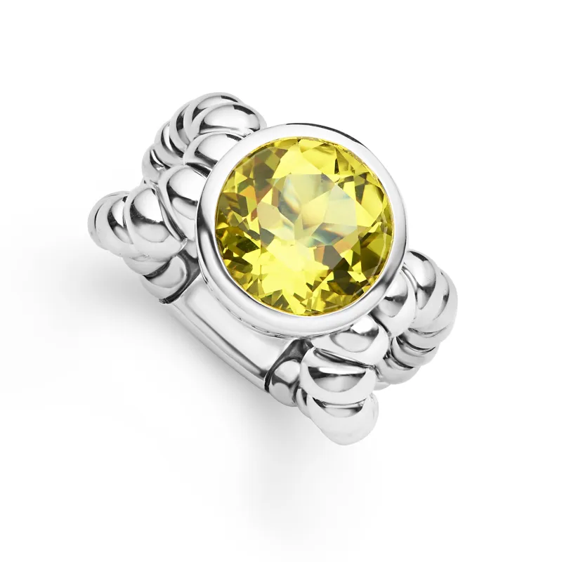 Caviar Color Sterling Silver Green Quartz Ring sold by LAGOS