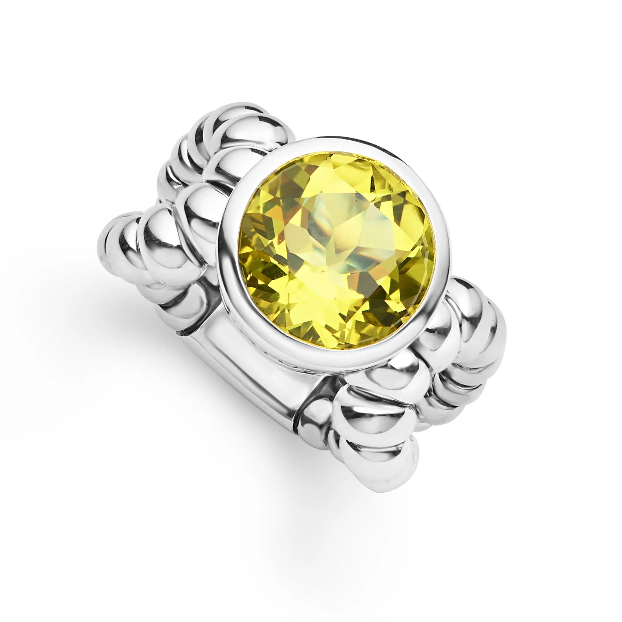 Caviar Color Sterling Silver Green Quartz Ring sold by LAGOS