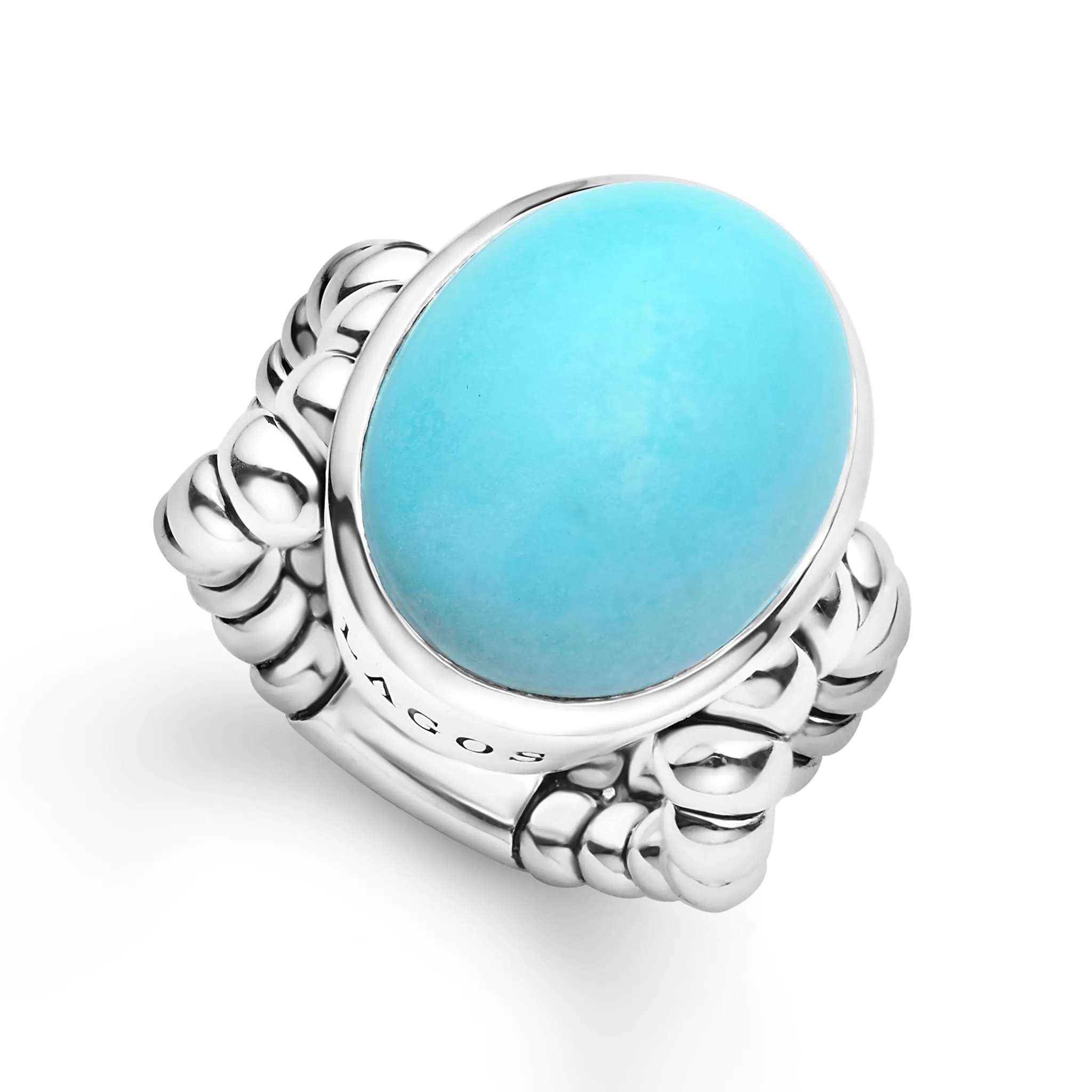 Caviar Color Sterling Silver Turquoise Cabochon Ring sold by LAGOS product image thumbnail 5