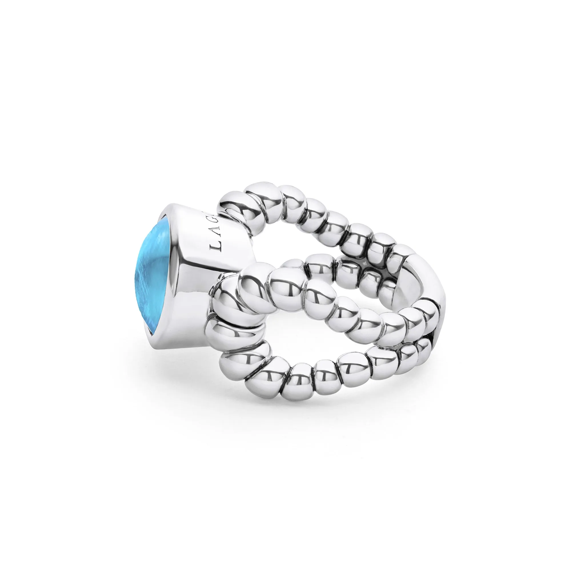 Caviar Color Sterling Silver Blue Topaz Cabochon Ring sold by LAGOS product image thumbnail 3