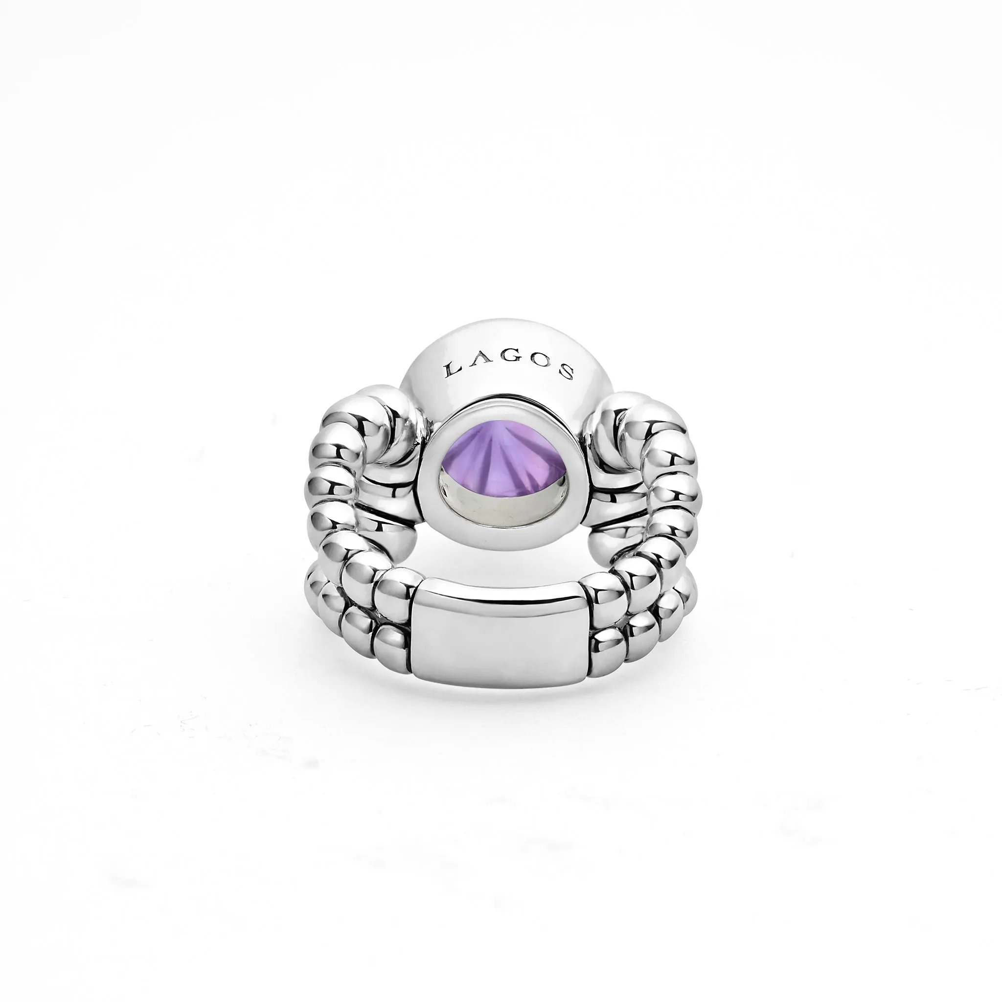 Caviar Color Sterling Silver Amethyst Cabochon Ring sold by LAGOS product image thumbnail 4