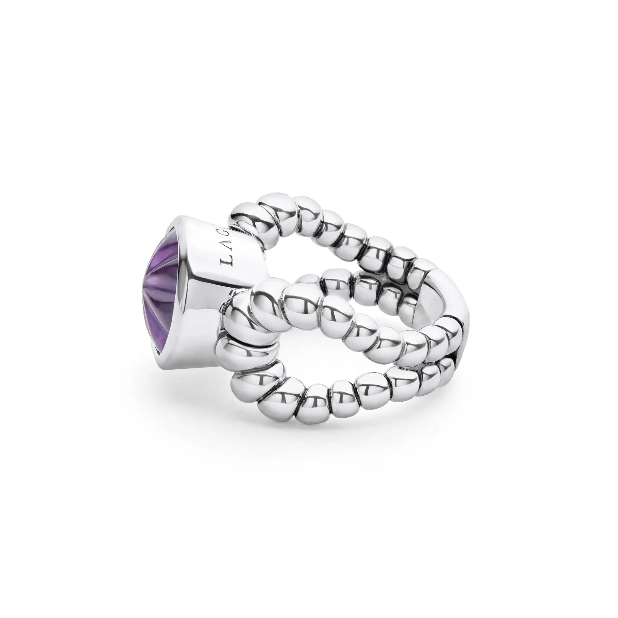 Caviar Color Sterling Silver Amethyst Cabochon Ring sold by LAGOS product image thumbnail 3