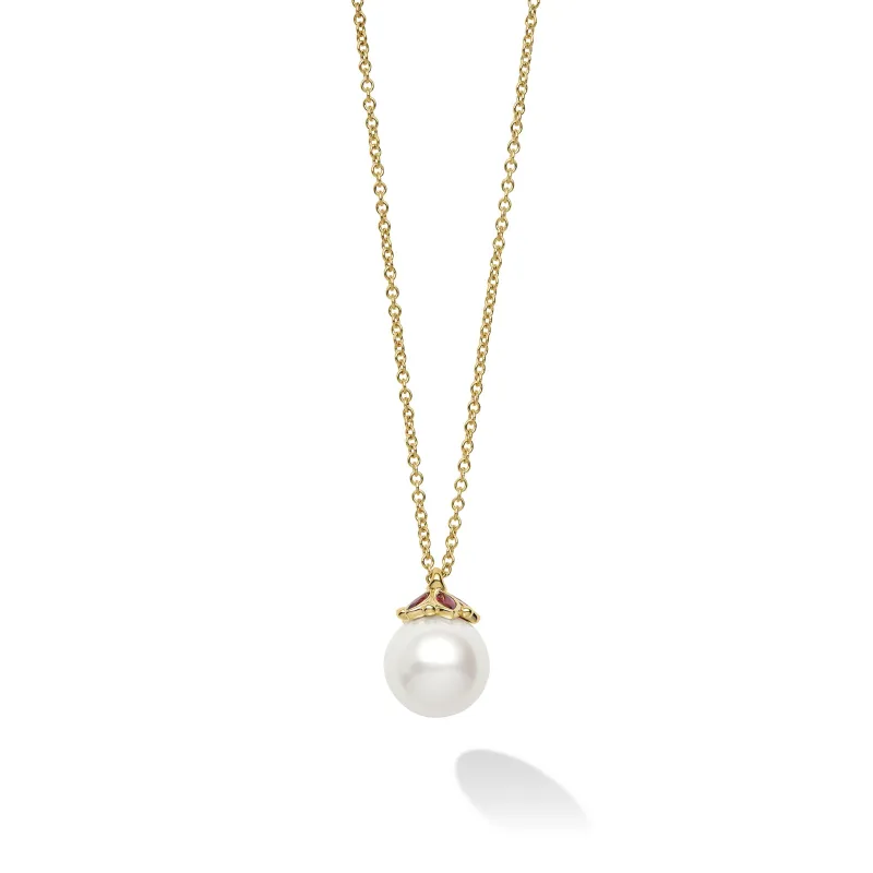 18K Gold Pearl Pendant Necklace sold by LAGOS