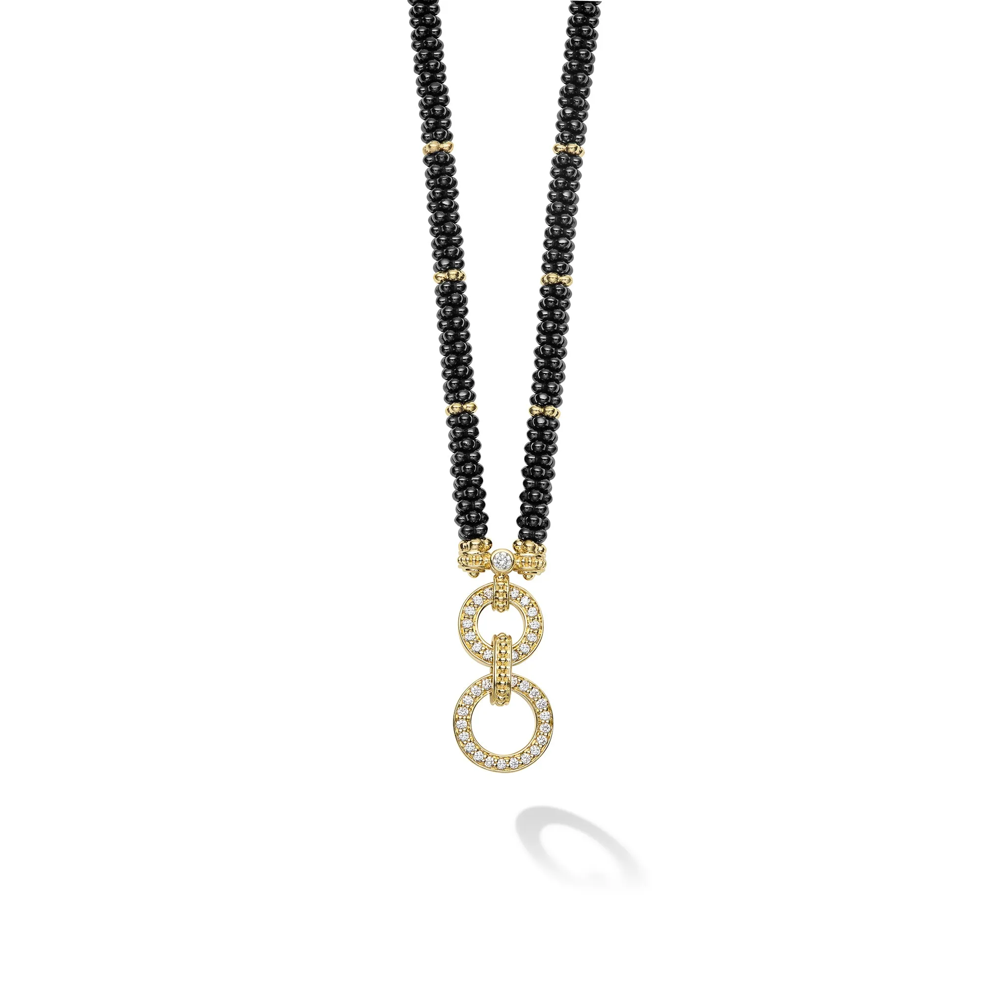 Black Caviar 18K Gold and Black Ceramic Circle Rope Necklace sold by LAGOS