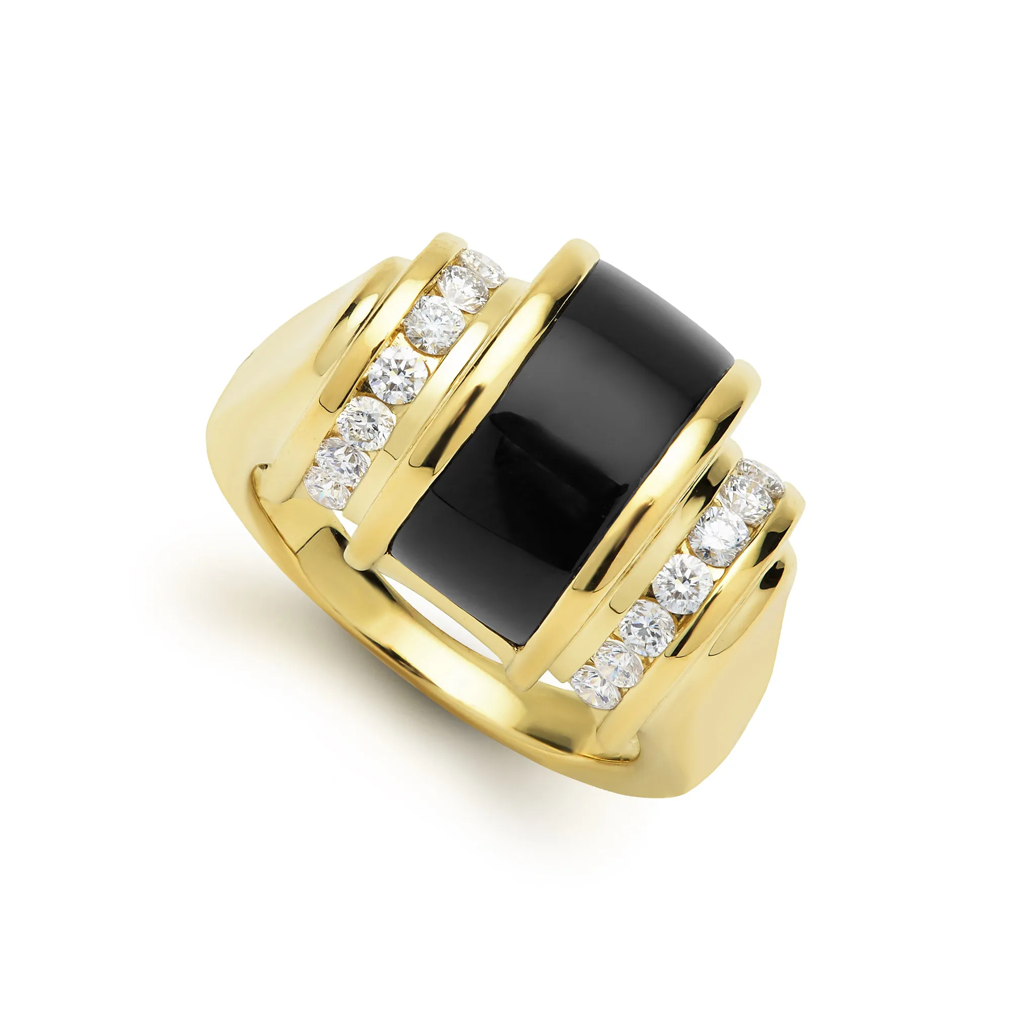 Caviar Gold 18K Gold Onyx Diamond Ring sold by LAGOS
