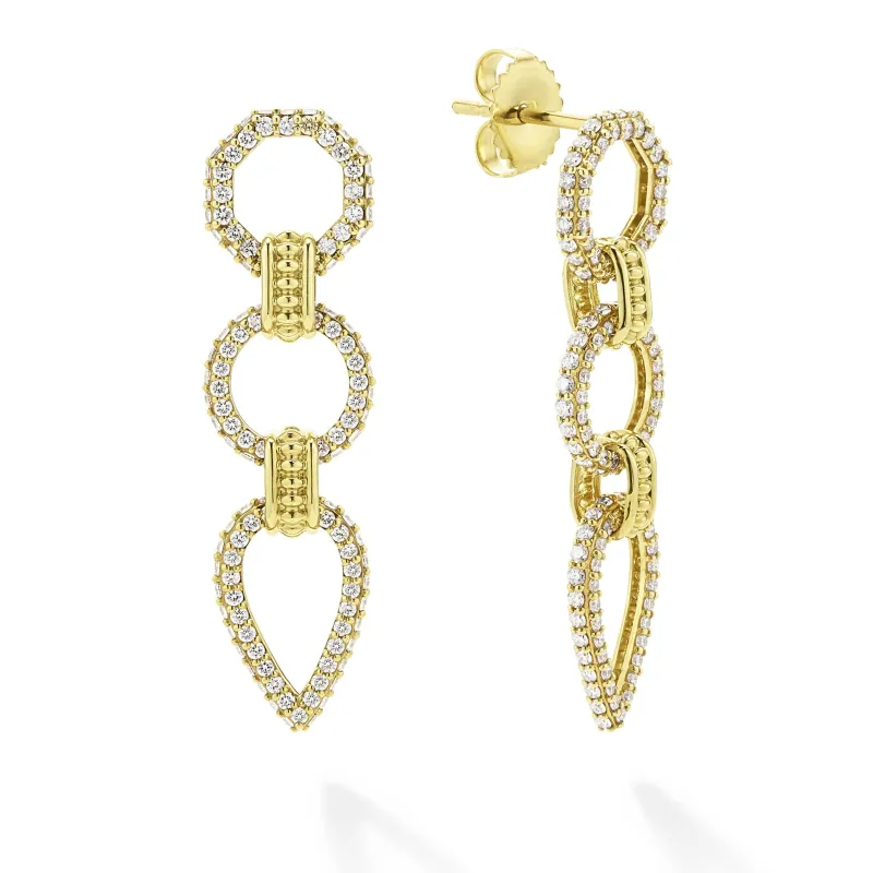 Studio 18K Gold Geometric Diamond Drop Earrings sold by LAGOS