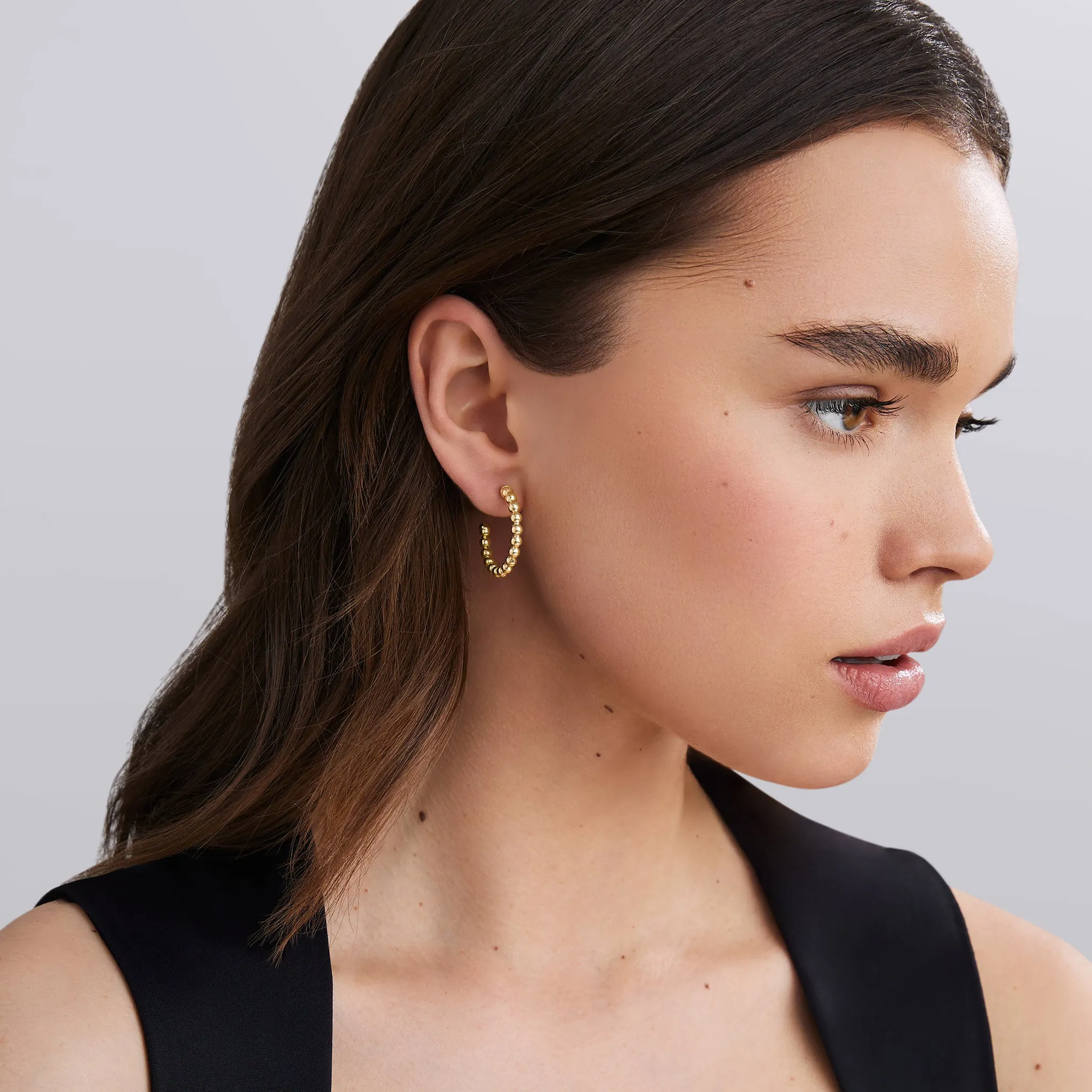 Caviar Gold 18K Gold Caviar Beaded Hoop Earrings sold by LAGOS product image thumbnail 2