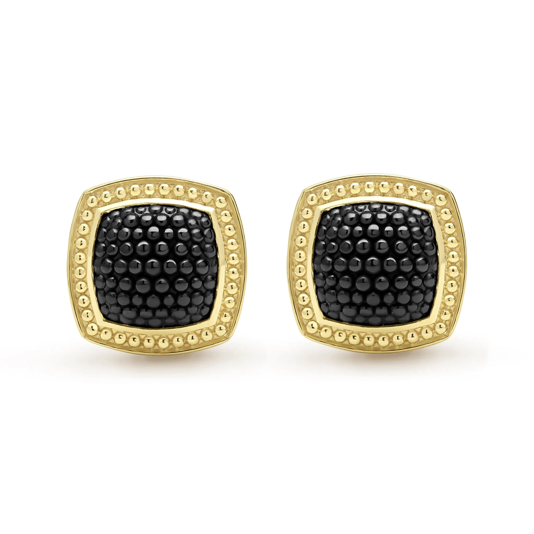 Studio 18K Gold Black Ceramic Cushion Omega Clip Earrings sold by LAGOS product image thumbnail 2