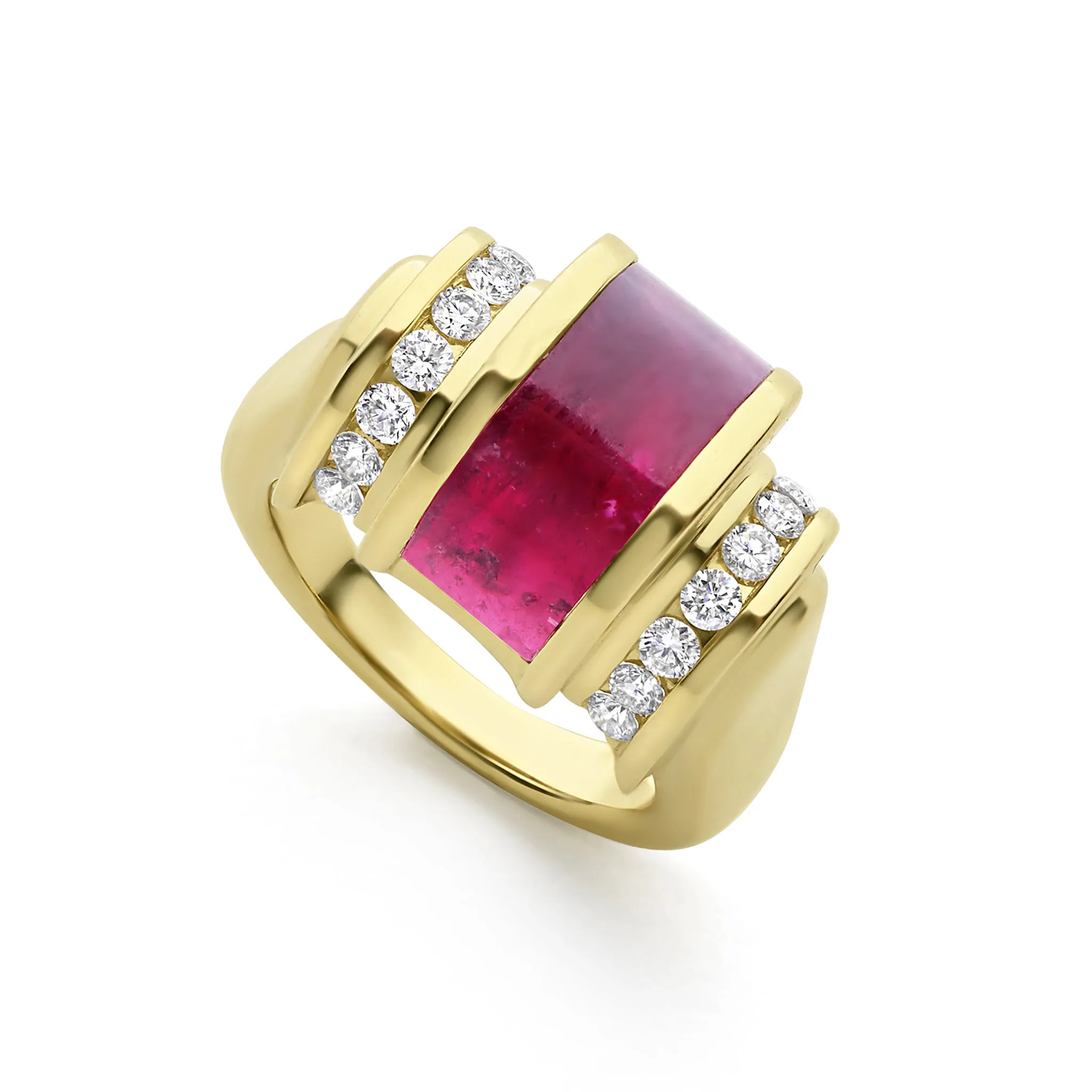 Studio 18K Gold Pink Tourmaline and Diamond Dome Ring sold by LAGOS