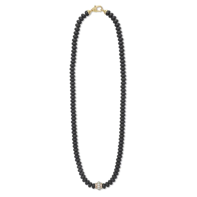 Caviar Gold 18K Matte Black Onyx Necklace sold by LAGOS