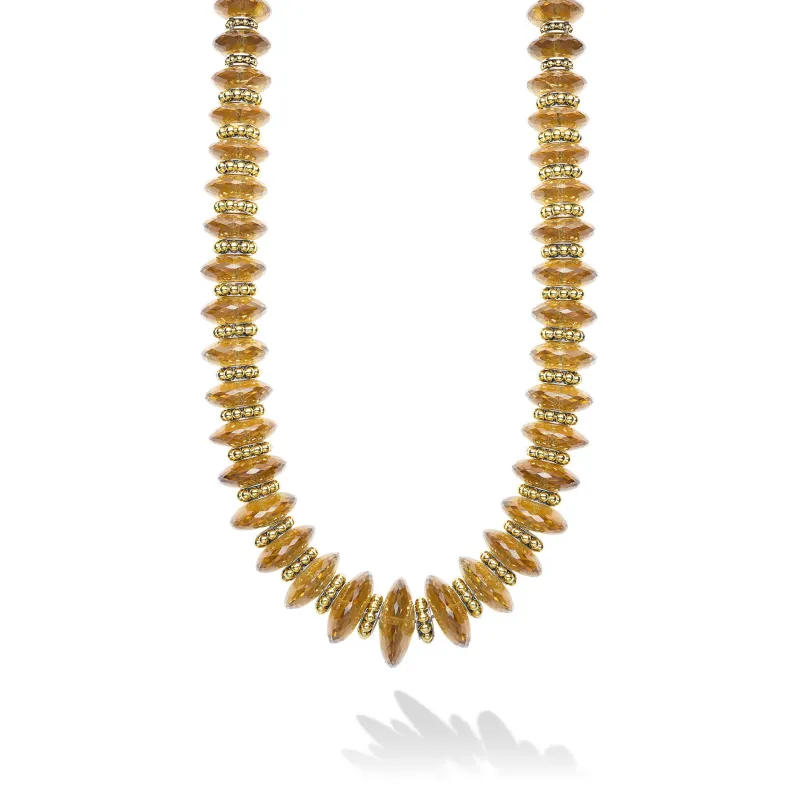 Caviar Gold 18K Gold Whiskey Quartz Necklaces sold by LAGOS