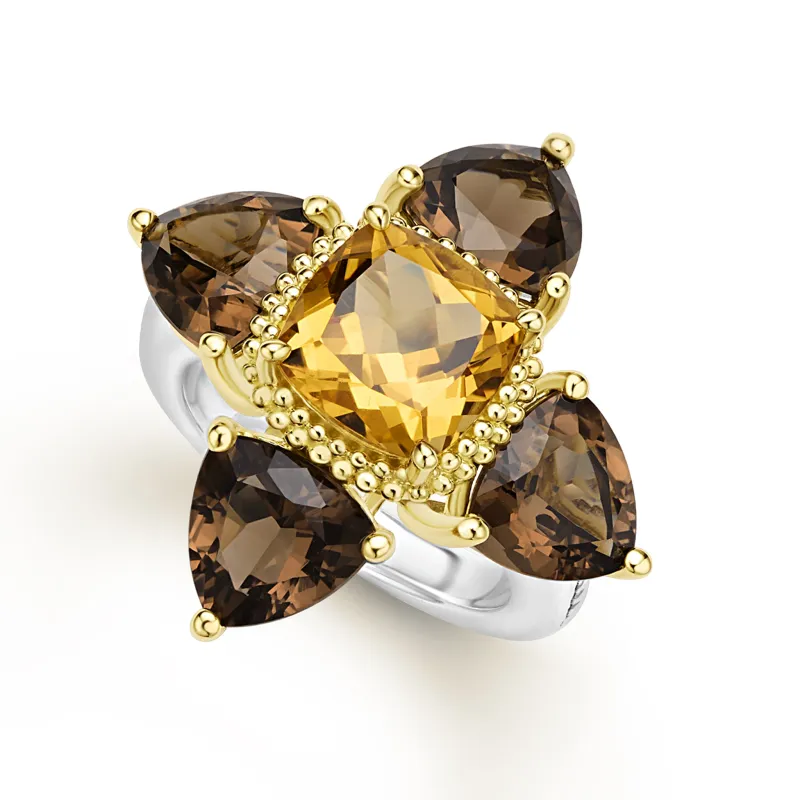 Studio 18K Smokey Quartz and Citrine Ring sold by LAGOS
