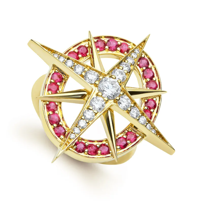 North Star 18K North Star Diamond Ruby Ring sold by LAGOS