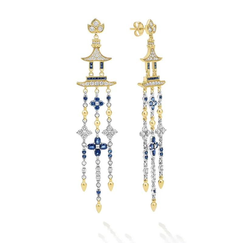 Studio 18K Diamond and Sapphire Chandelier Earrings sold by LAGOS