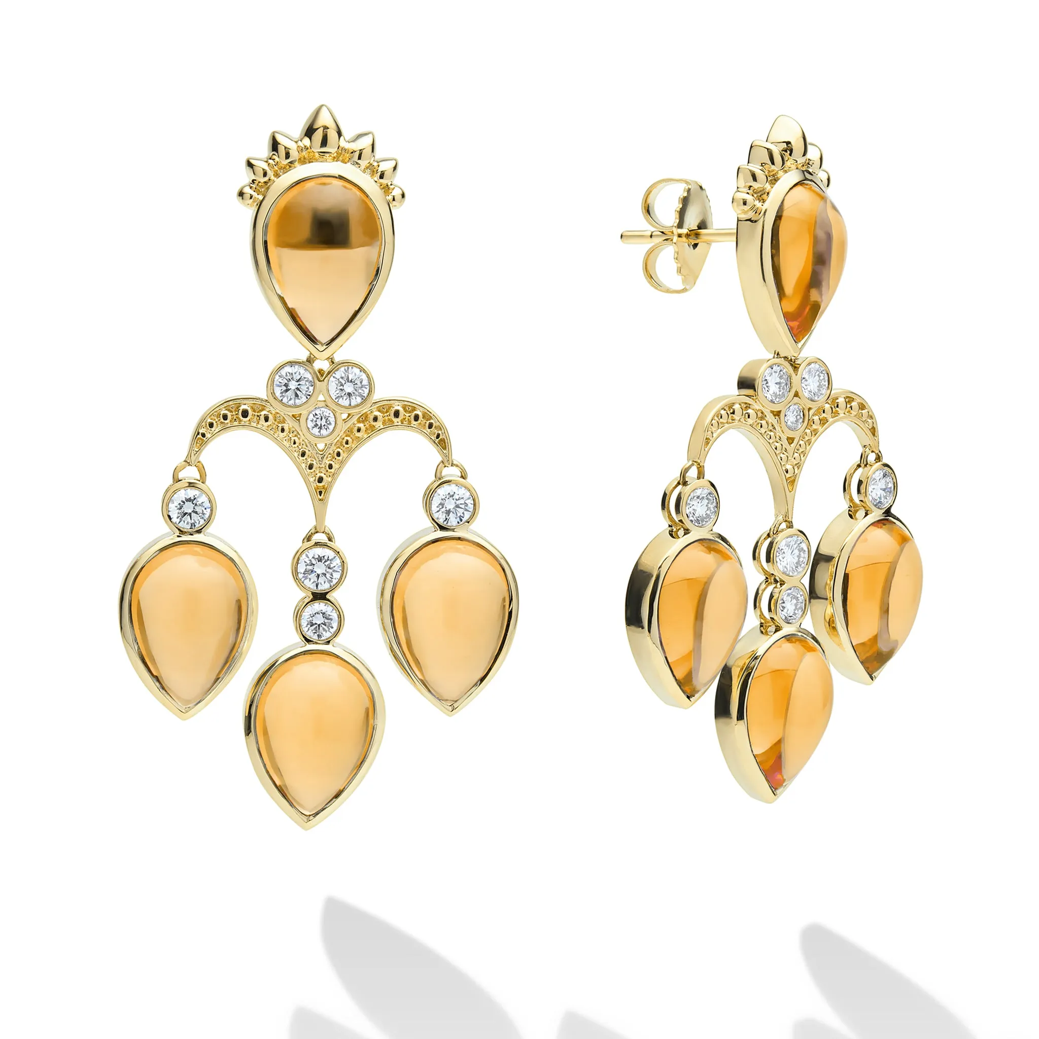 Caviar Gold 18k Caviar Gold Diamond and Citrine Pear Drop Earrings sold by LAGOS