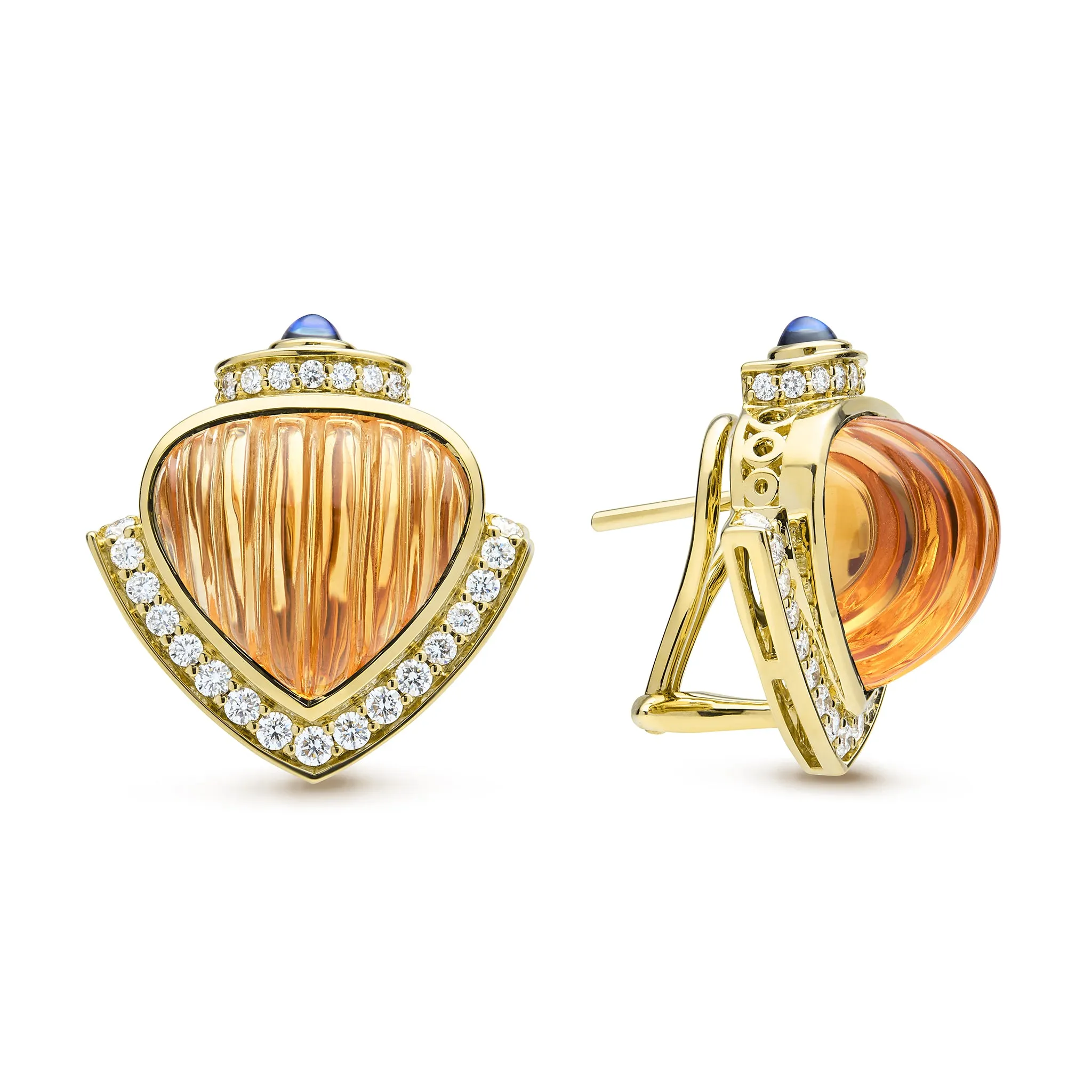 Caviar Gold 18K Caviar Gold Diamond Citrine and Ruby Earrings sold by LAGOS
