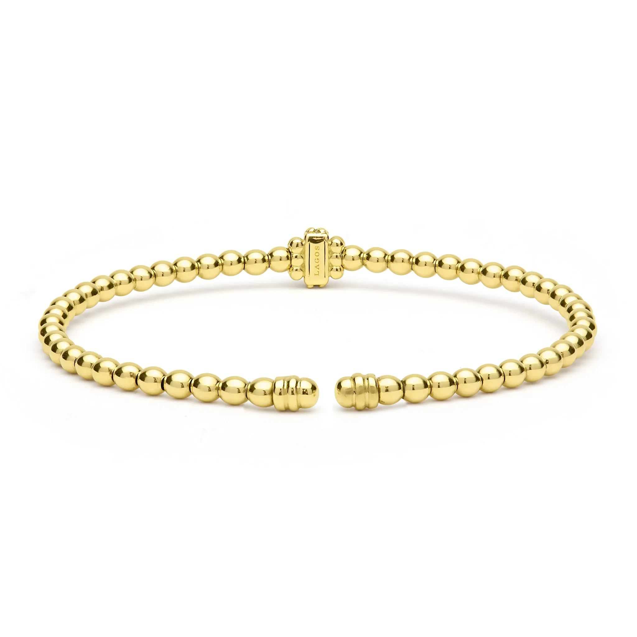 Caviar Gold 18K Gold Caviar Beaded Diamond Rondelle Cuff Bracelet | 3mm sold by LAGOS product image thumbnail 4