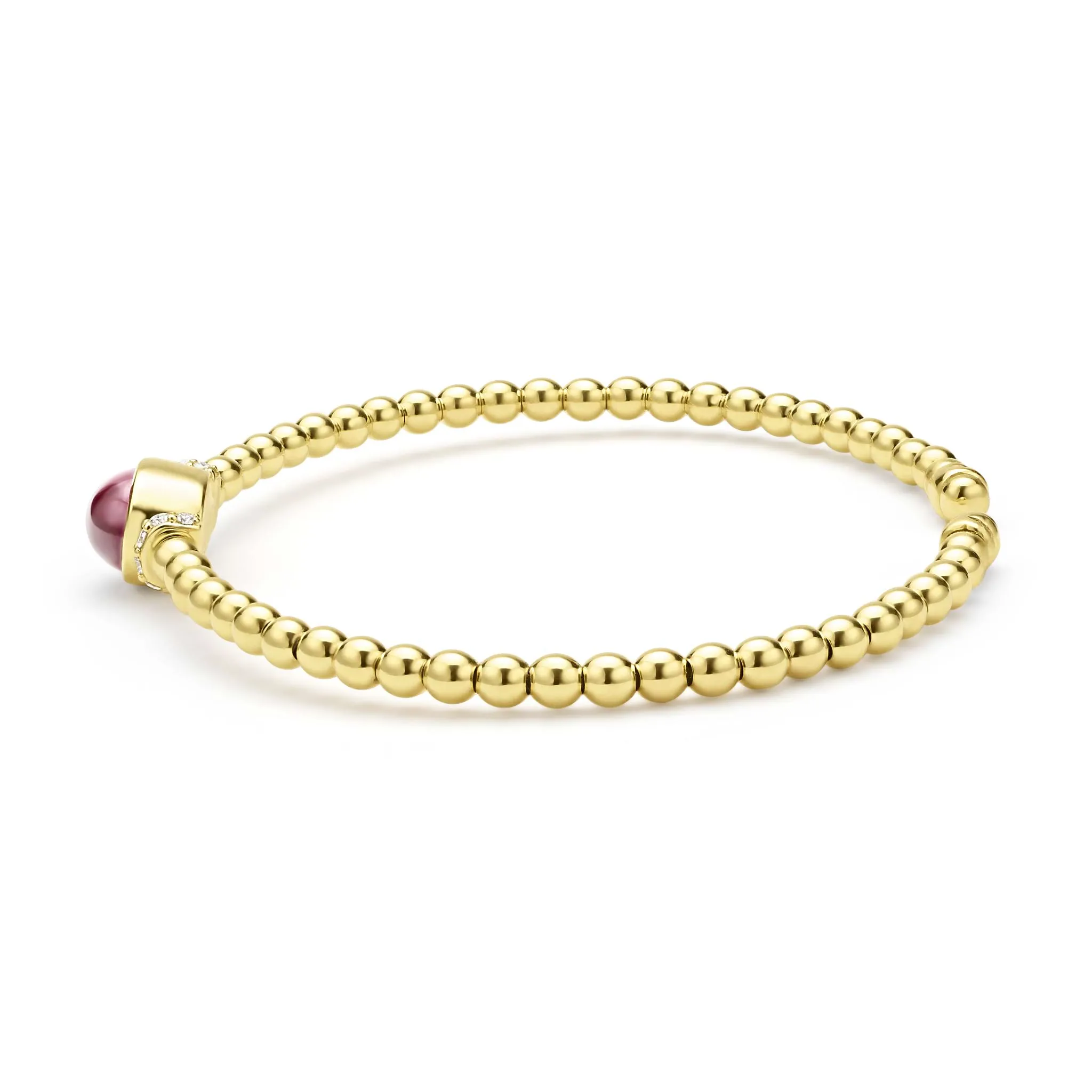 Caviar Gold 18K Gold and Rhodolite Garnet Caviar Beaded Diamond Cuff Bracelet sold by LAGOS product image thumbnail 3