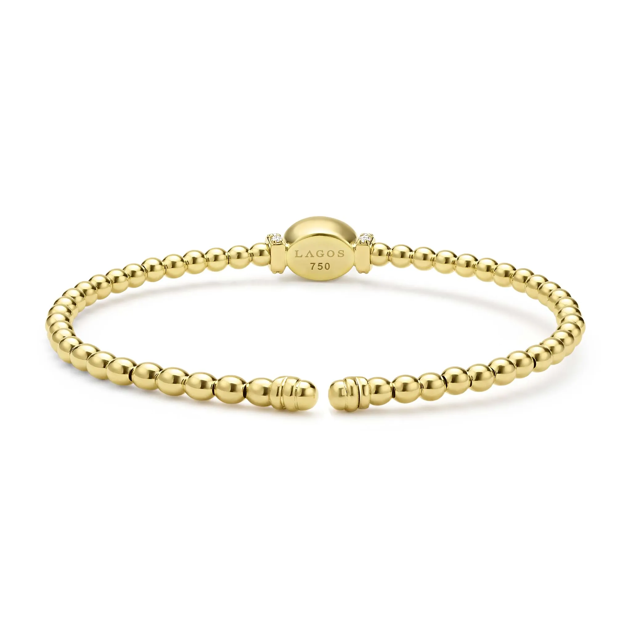 Caviar Gold 18K Gold and Rhodolite Garnet Caviar Beaded Diamond Cuff Bracelet sold by LAGOS product image thumbnail 4