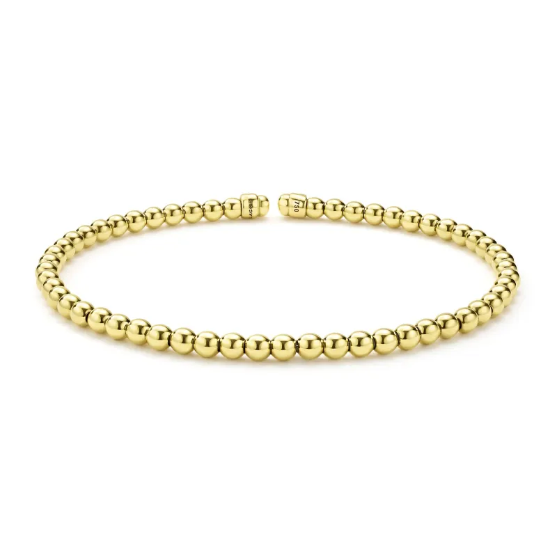 Caviar Gold 18K Gold Caviar Beaded Cuff Bracelet | 3mm sold by LAGOS