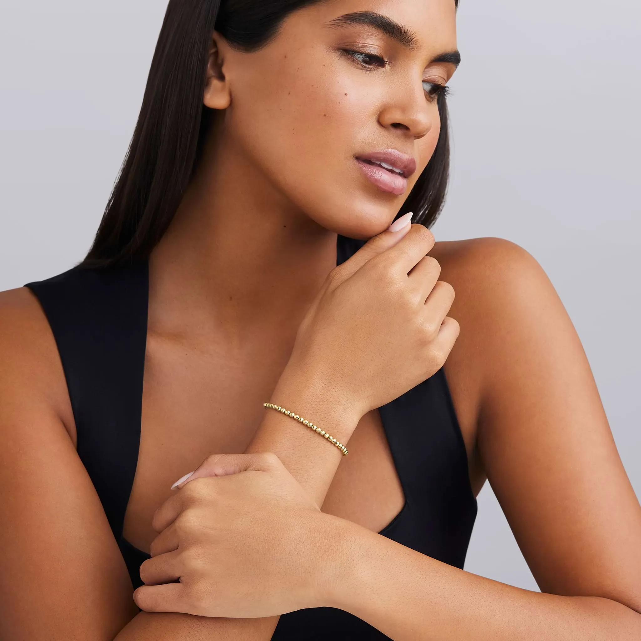 Caviar Gold 18K Gold Caviar Beaded Cuff Bracelet | 3mm sold by LAGOS product image thumbnail 2