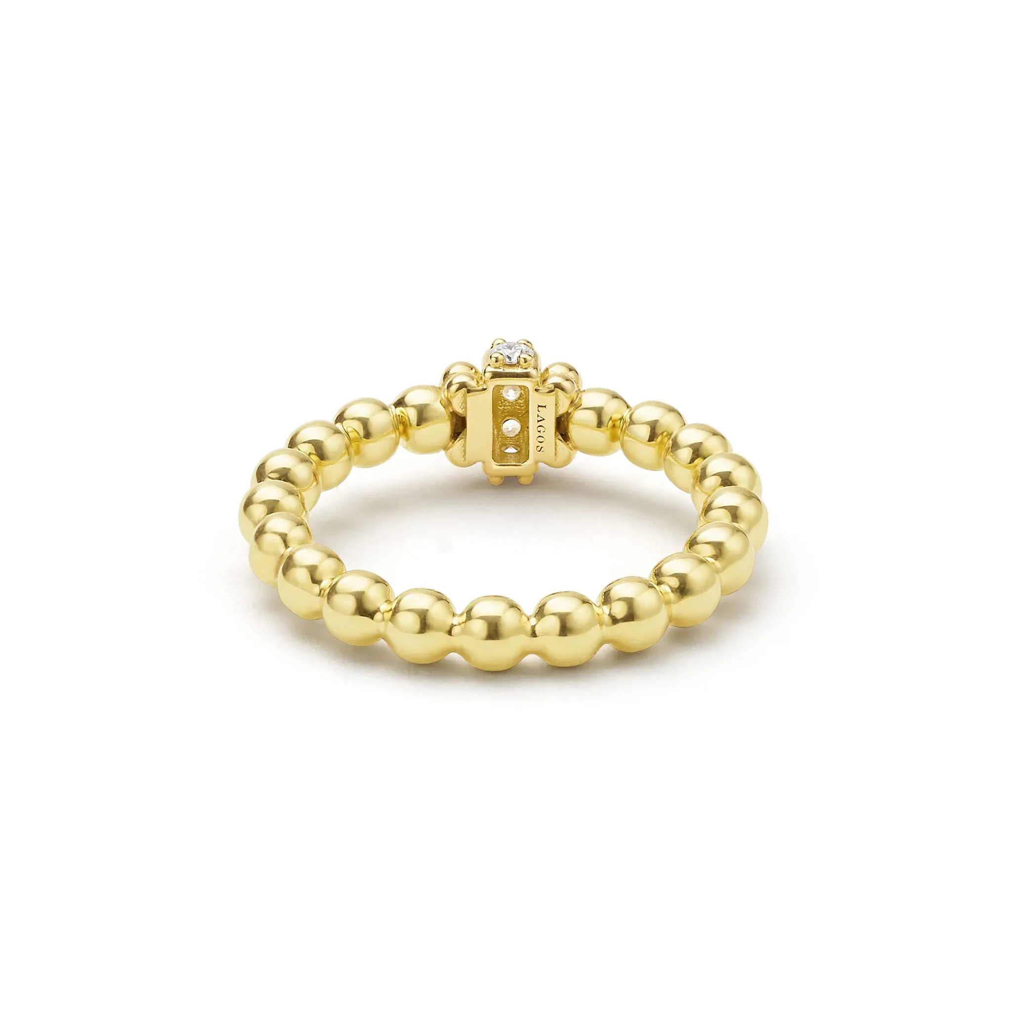 Caviar Gold 18K Gold Caviar Beaded Diamond Rondelle Stacking Ring sold by LAGOS product image thumbnail 4